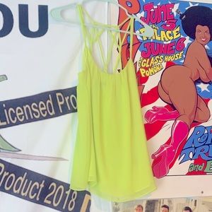 Neon Lime Yellow Green Criss Cross Back Tank